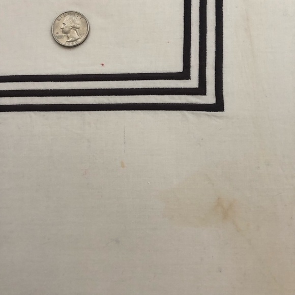 White Cotton Shower Curtain w/Embroidered Border & Custom Monogram “D” In Brown - Picture 13 of 13